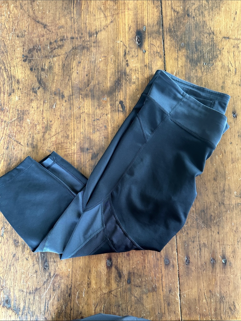 adidas Black Athletic Capri Leggings with Panel Detail